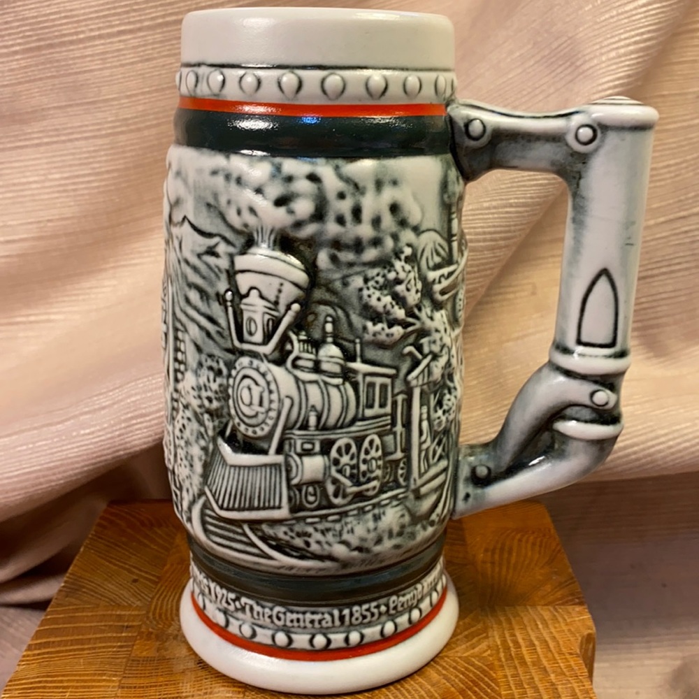 Vintage 1985 handcrafted numbered locomotive stein